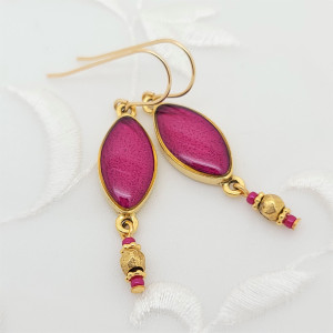 14kt-Gold-Filled-Transparent-Dark-Pink-Navette-Earrings-1