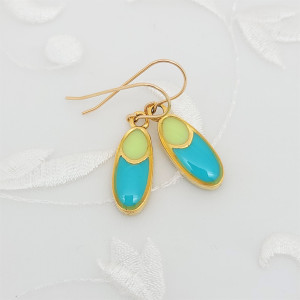 Antique-Gold-Elongated-Oval-Earrings-with-Yellow-and-Turquoise-Resin-2