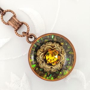 Antique-Copper-Sunflower-Kaleidoscope-Pendant-Necklace-1