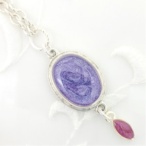Antique-Silver-Oval-Double-Pendant-Necklace-with-Lilac-Pearlized-Resin-1