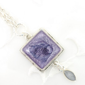 Antique-Silver-Square-Double-Pendant-Necklace-with-Purple-Pearlized-Resin-1