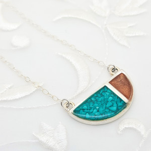 Sterling-Silver-Turquoise-Crushed-Stone-Pendant-Necklace-2